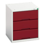 Drawer Cabinet, 3 Drawers, Light Grey/Red, 600 x 525 x 550mm