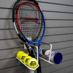 tennis racket holder on slatwall