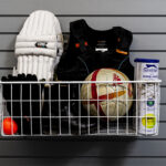 deeep basket attachment storing sports equipment